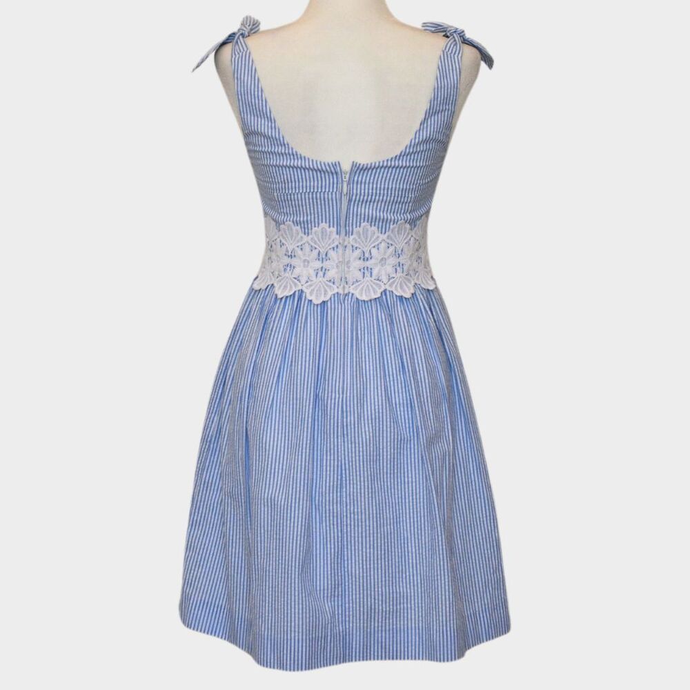 LILLY PULITZER Tessa Seersucker Striped Dress Blue/White Size 0 - Picture 4 of 10